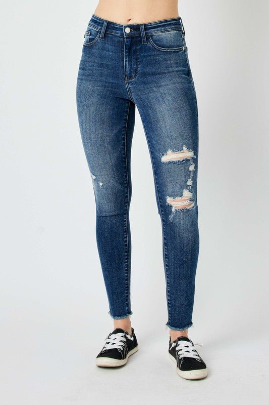 Judy Blue Full Size High Waist Distressed Skinny Jeans - Rochelle's House LLC