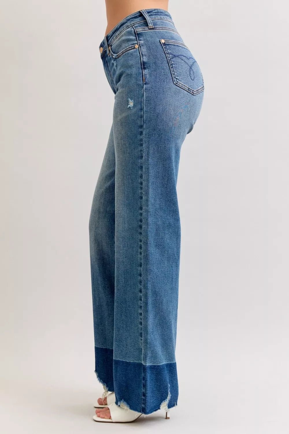 Judy Blue Raw Hem High Waist Column Straight Jeans - Rochelle's House LLC