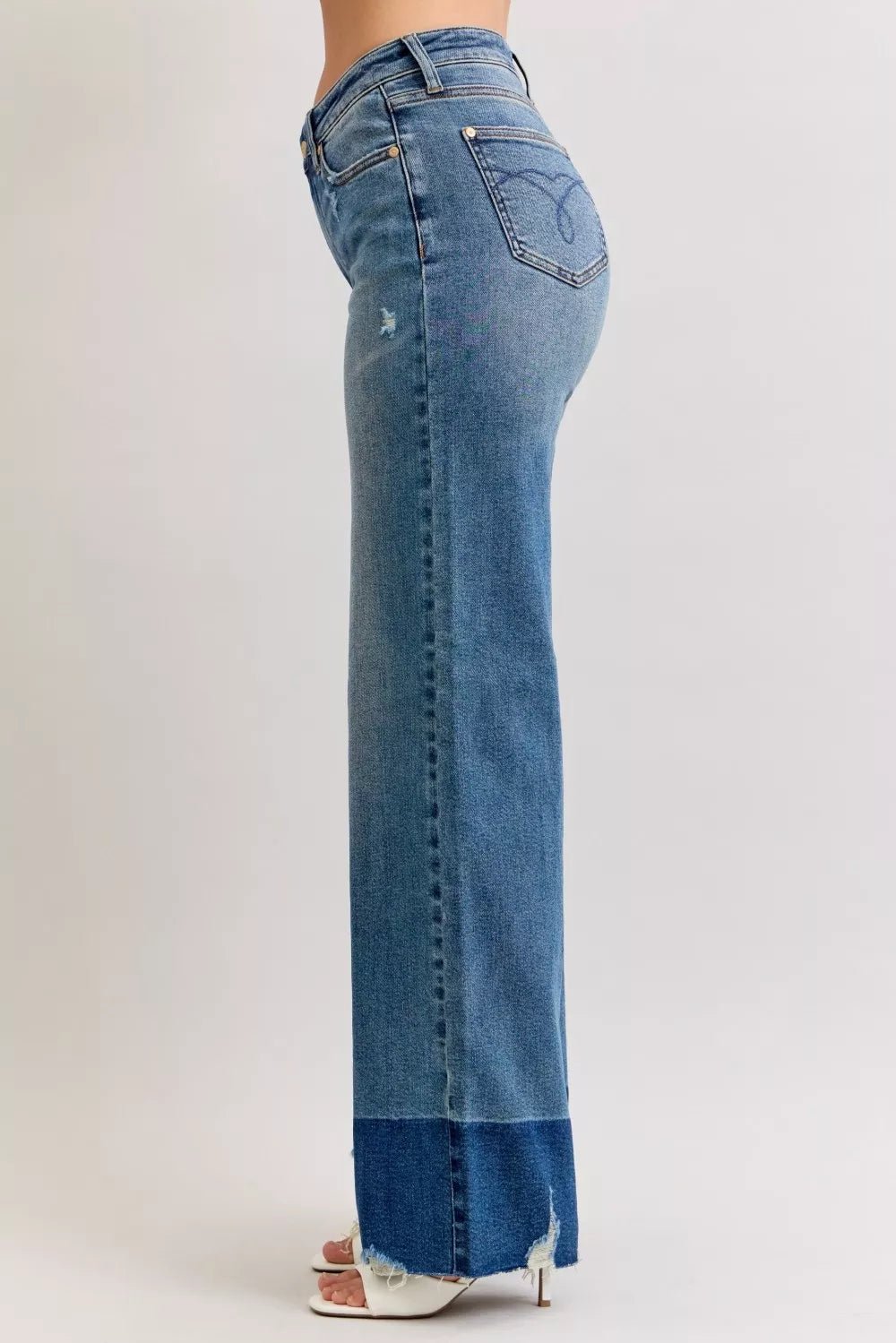 Judy Blue Raw Hem High Waist Column Straight Jeans - Rochelle's House LLC