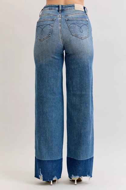 Judy Blue Raw Hem High Waist Column Straight Jeans - Rochelle's House LLC