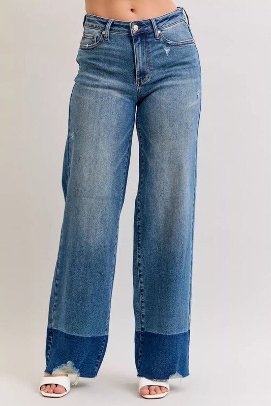 Judy Blue Raw Hem High Waist Column Straight Jeans - Rochelle's House LLC