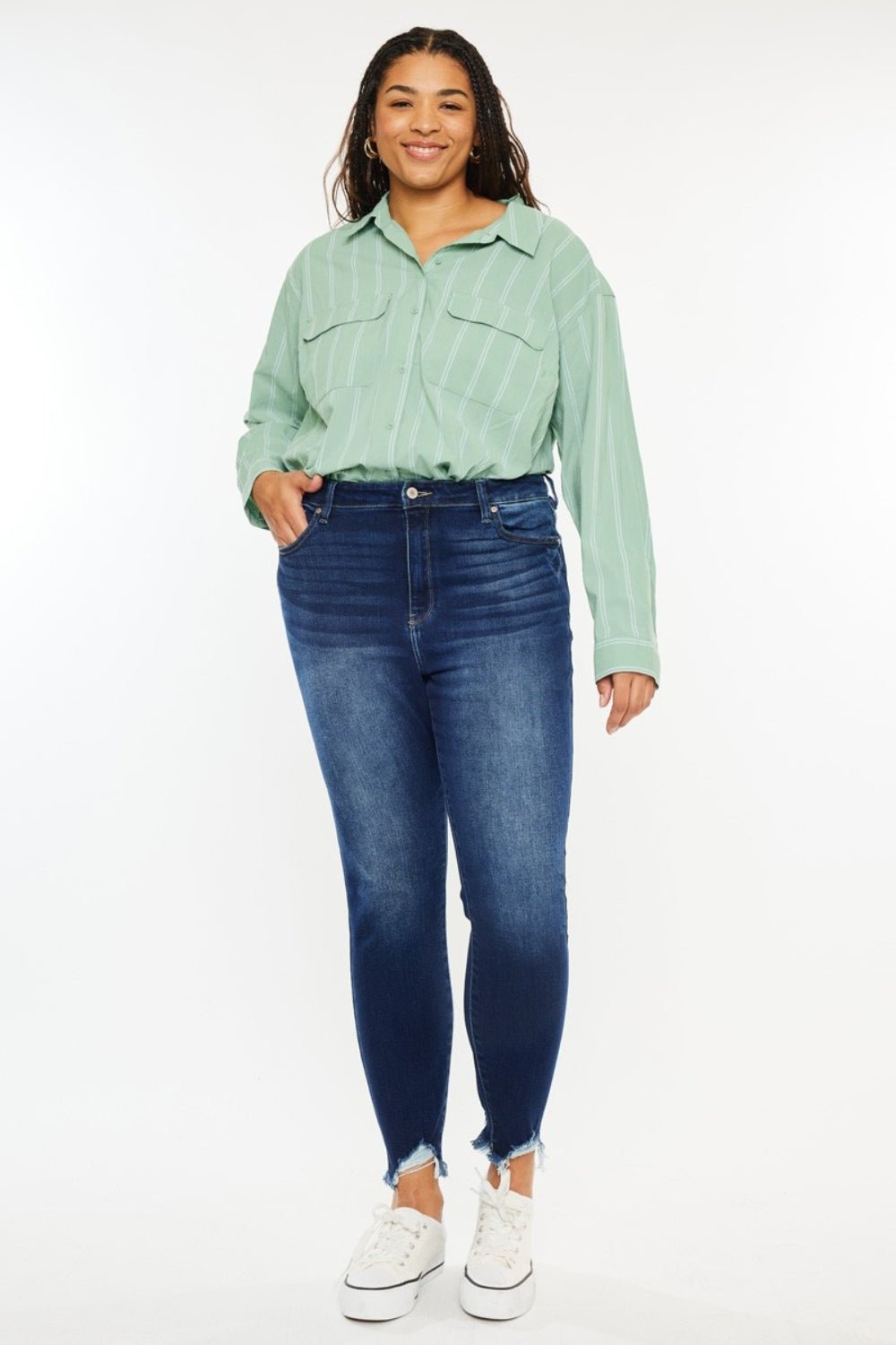 Kancan Full Size High Rise Frayed Ankle Skinny Jeans - Rochelle's House LLC