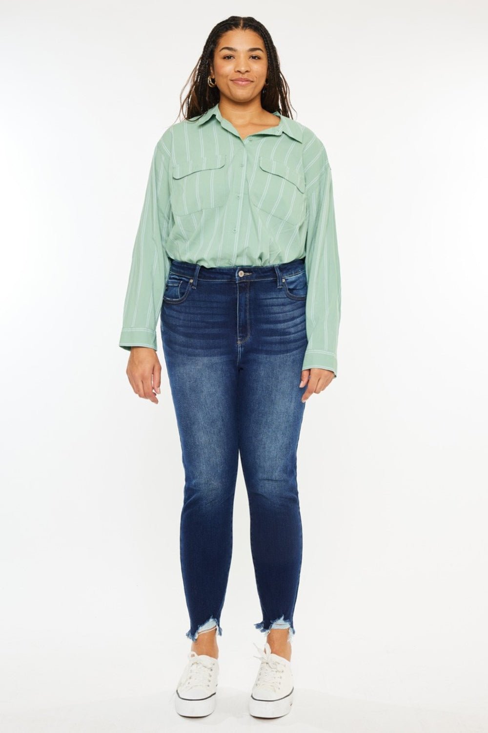Kancan Full Size High Rise Frayed Ankle Skinny Jeans - Rochelle's House LLC