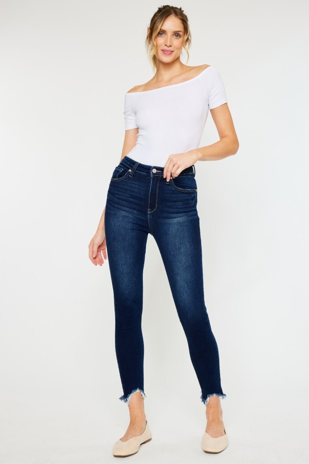 Kancan Full Size High Rise Frayed Ankle Skinny Jeans - Rochelle's House LLC