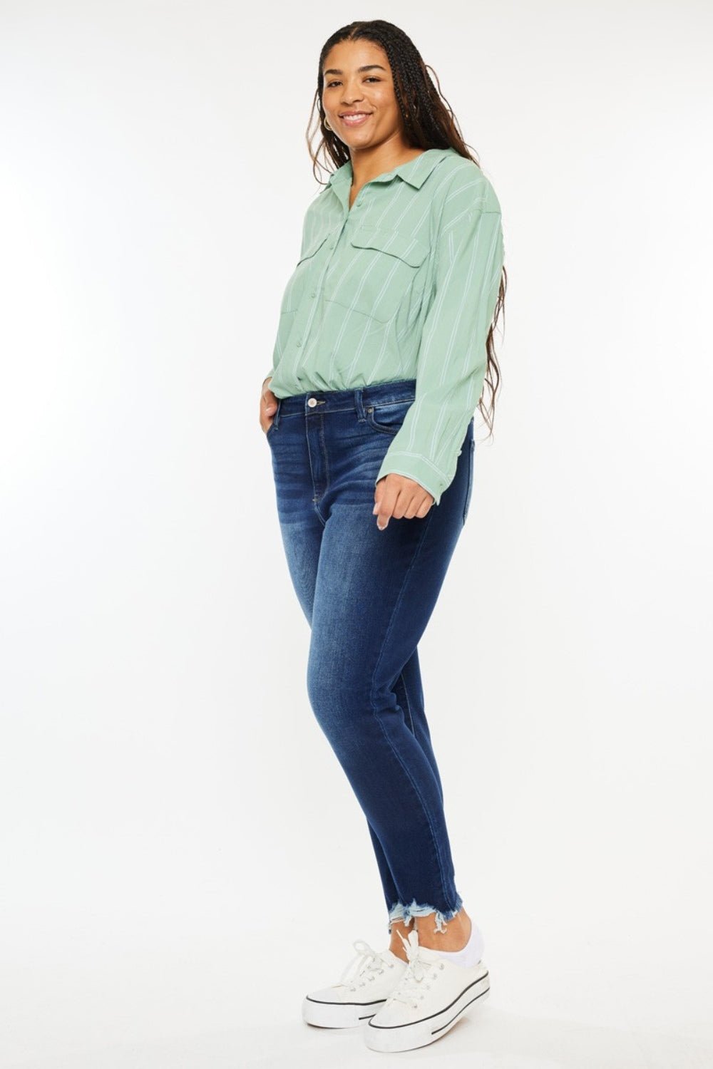 Kancan Full Size High Rise Frayed Ankle Skinny Jeans - Rochelle's House LLC