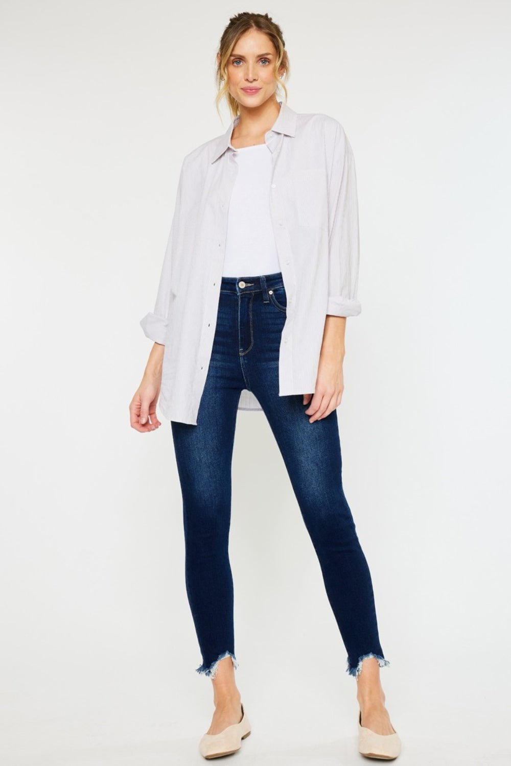 Kancan Full Size High Rise Frayed Ankle Skinny Jeans - Rochelle's House LLC