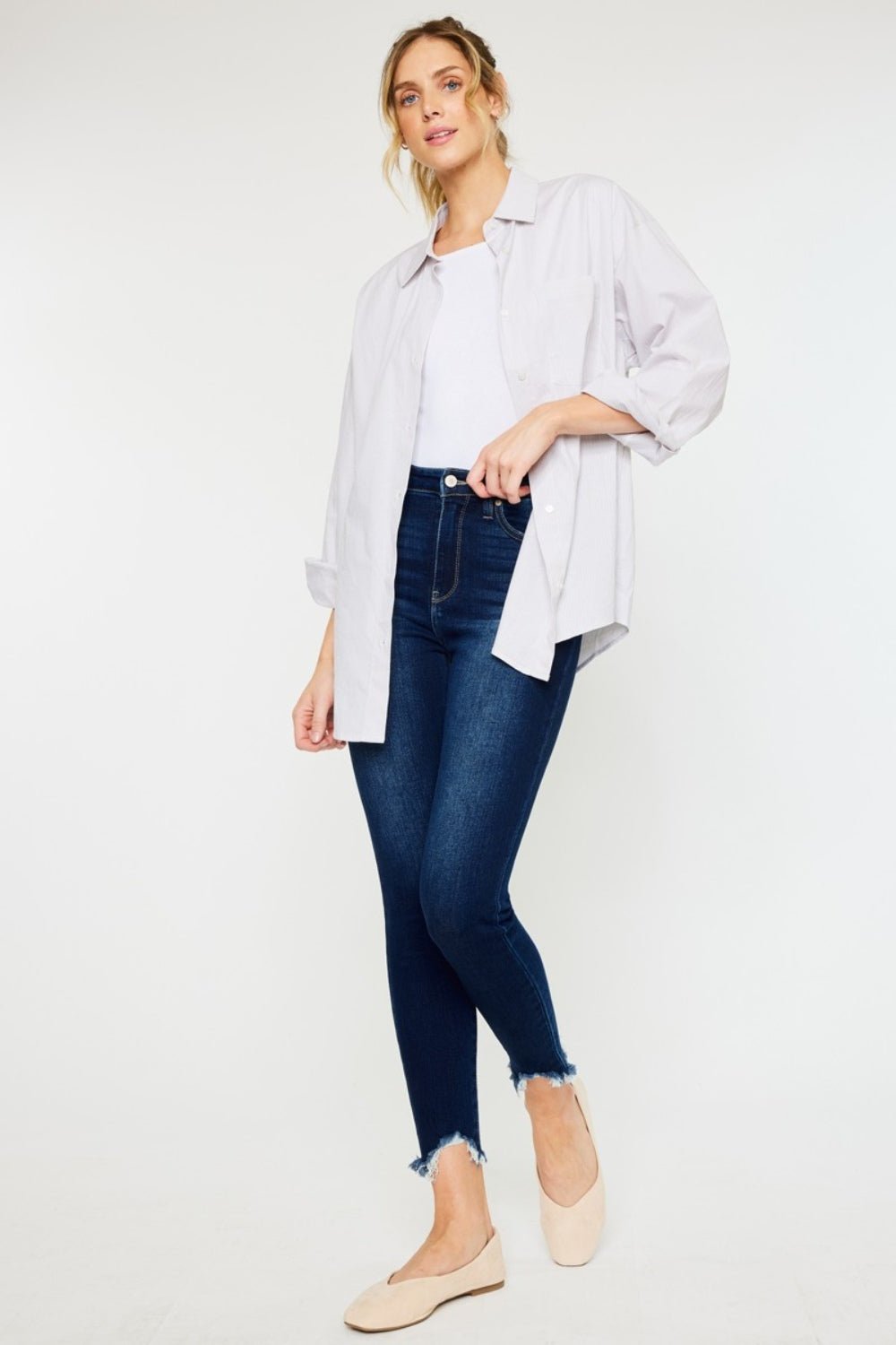 Kancan Full Size High Rise Frayed Ankle Skinny Jeans - Rochelle's House LLC