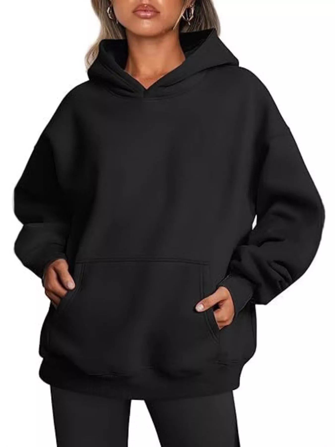 Kangaroo Pocket Long Sleeve Hoodie - Rochelle's House LLC