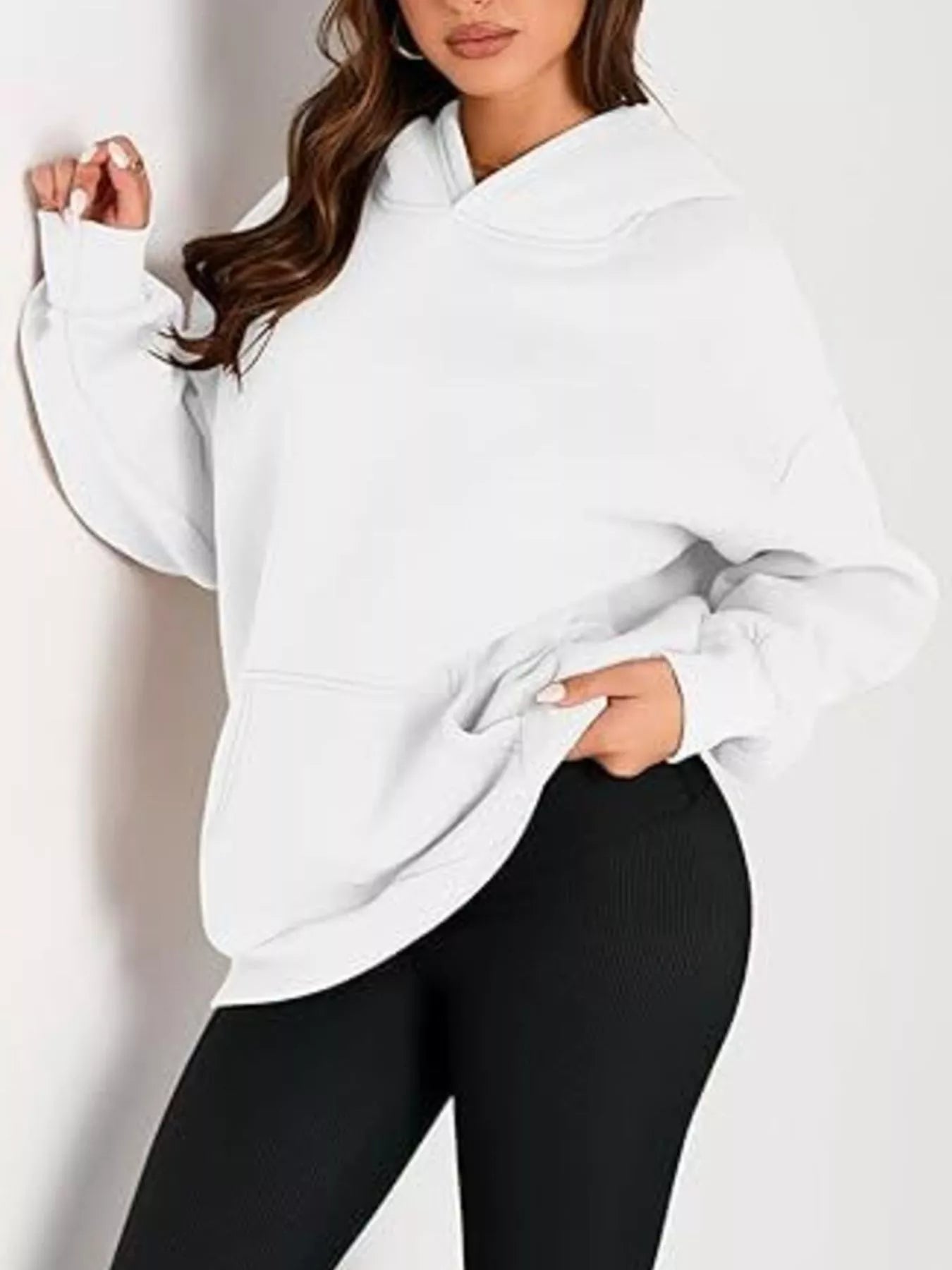 Kangaroo Pocket Long Sleeve Hoodie - Rochelle's House LLC