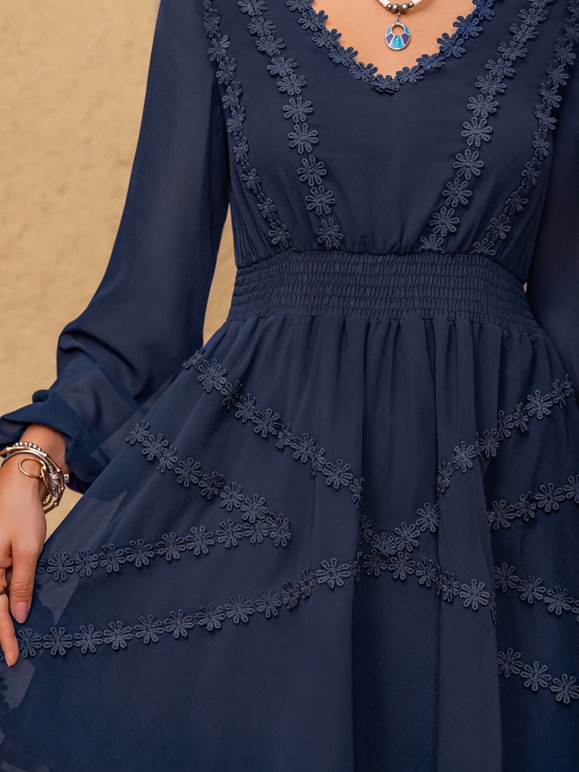 Side view of product highlighting flattering shape and movement