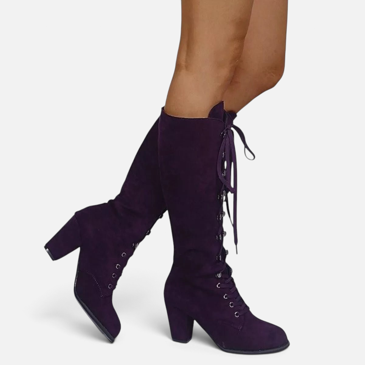 Lace Up Block Heels Boots - Rochelle's House LLC