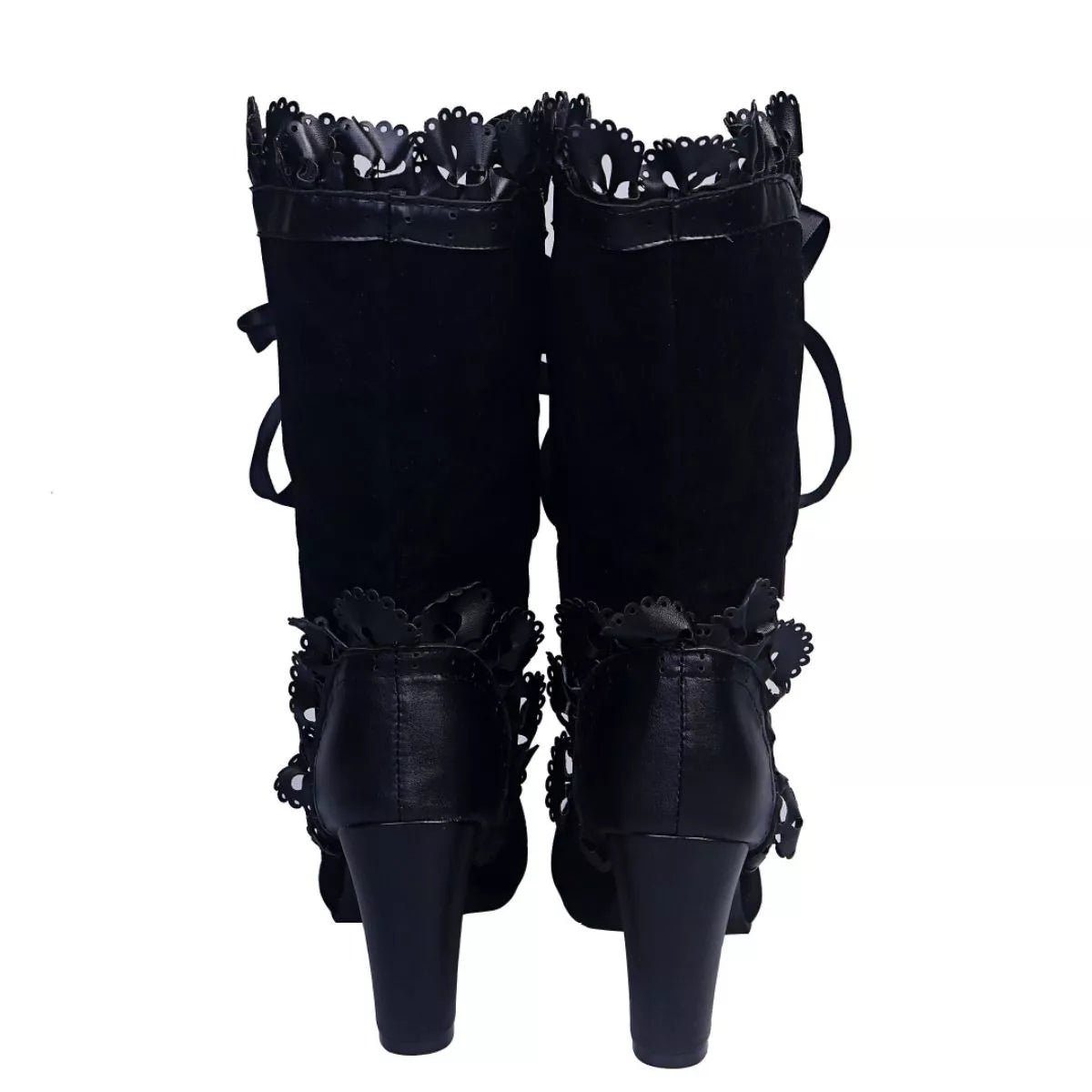 Lace Up Block Heels Boots - Rochelle's House LLC