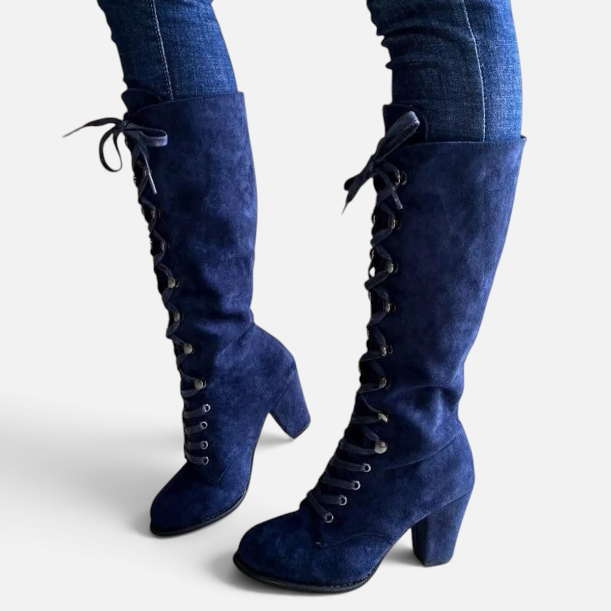 Lace Up Block Heels Boots - Rochelle's House LLC