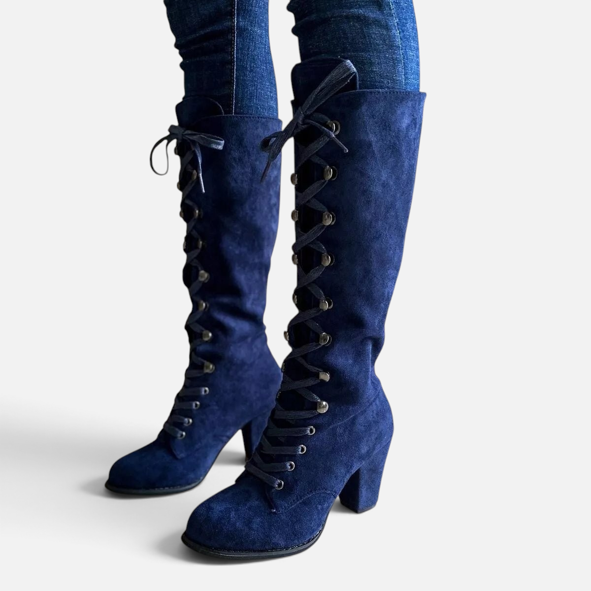 Lace Up Block Heels Boots - Rochelle's House LLC
