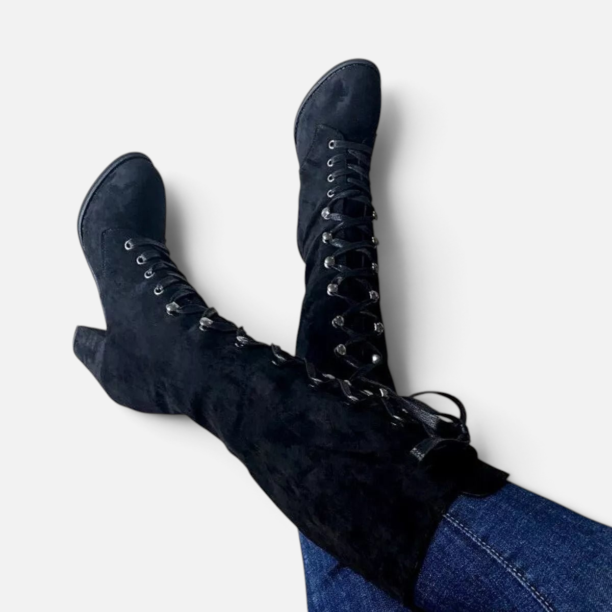 Lace Up Block Heels Boots - Rochelle's House LLC