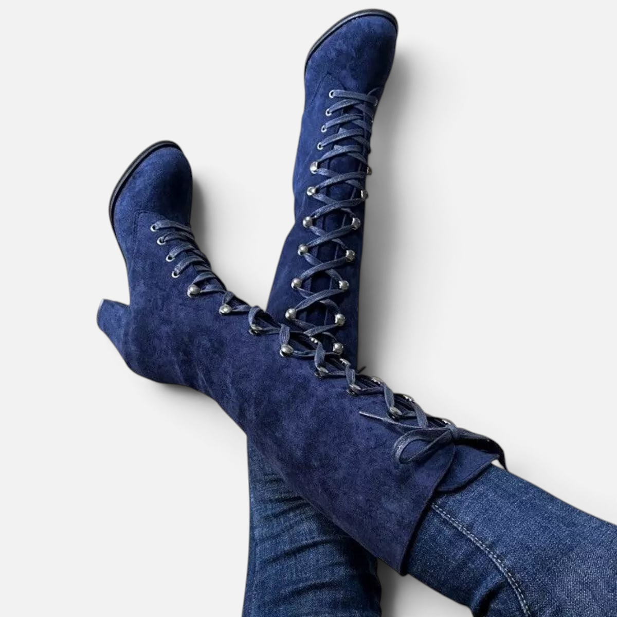 Lace Up Block Heels Boots - Rochelle's House LLC