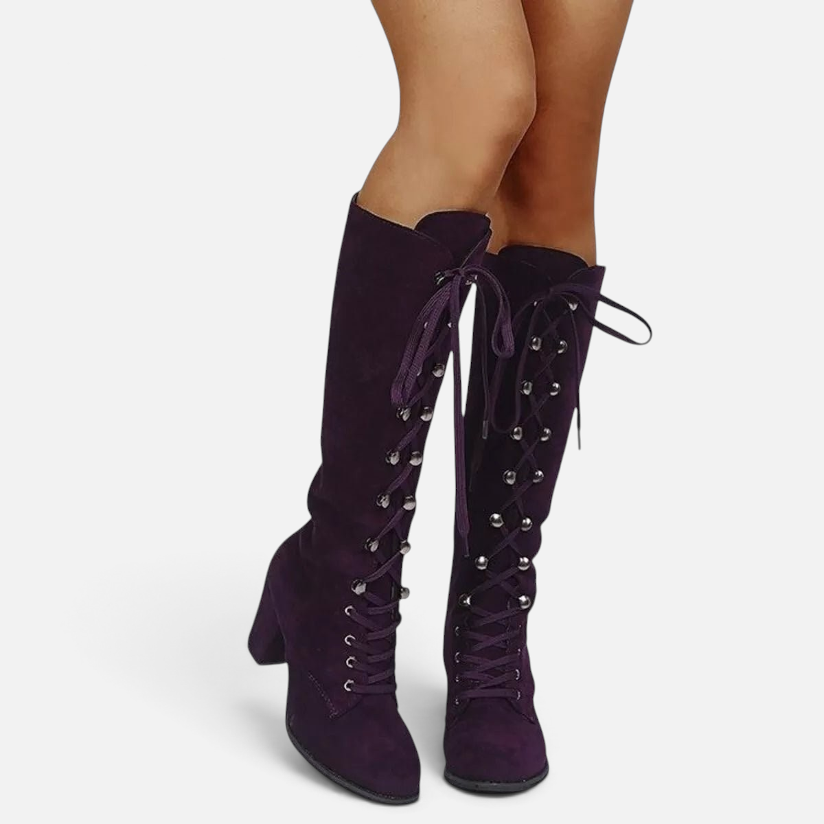 Lace Up Block Heels Boots - Rochelle's House LLC
