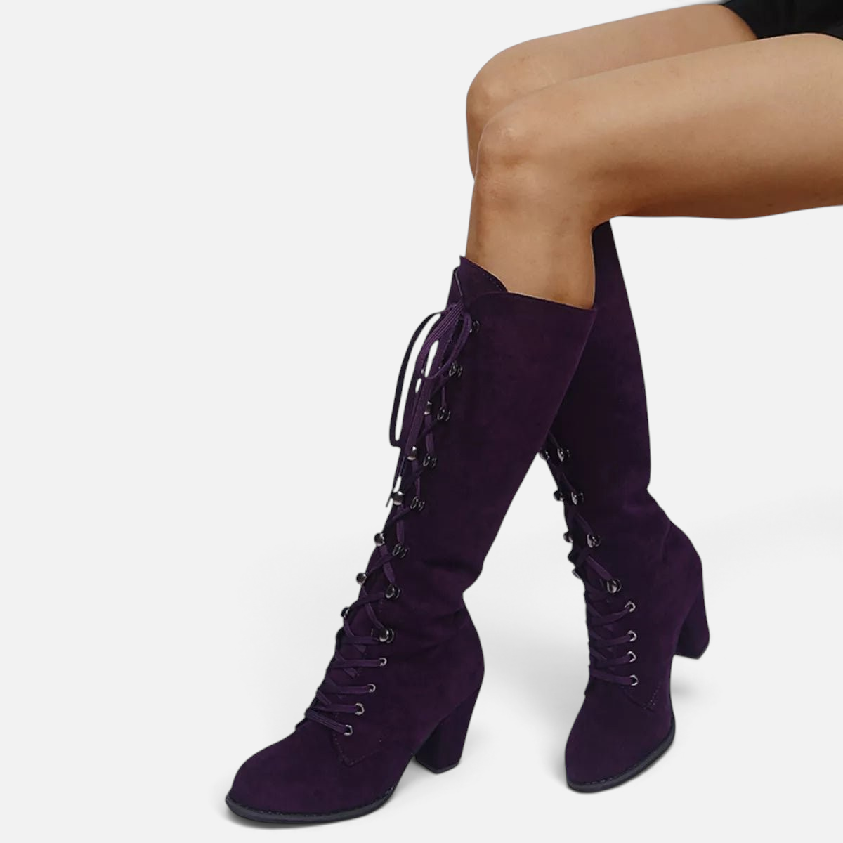 Lace Up Block Heels Boots - Rochelle's House LLC