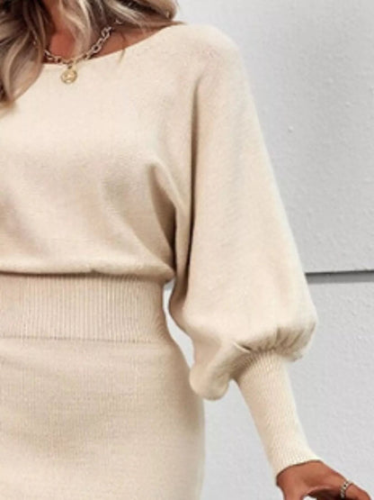 Lantern Sleeve Bodycon Sweater Dress - Rochelle's House LLC