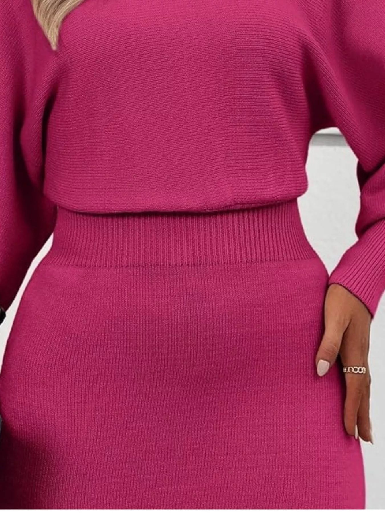 Lantern Sleeve Bodycon Sweater Dress - Rochelle's House LLC