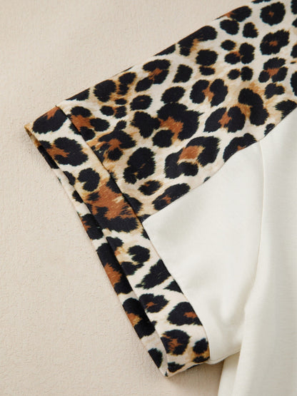 Leopard Print Raglan Sleeve Blouse - Rochelle's House LLC