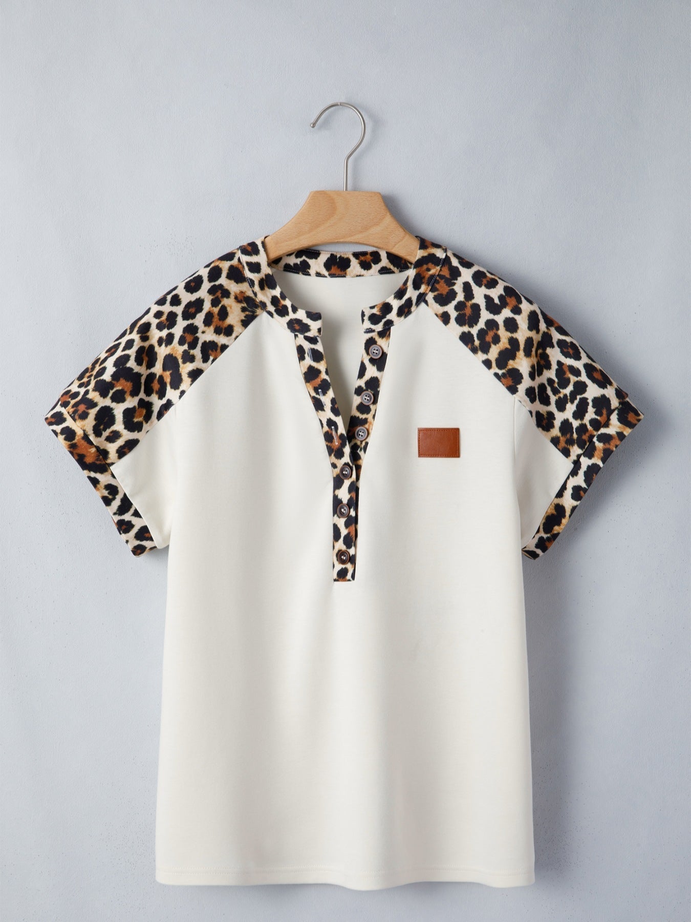Leopard Print Raglan Sleeve Blouse - Rochelle's House LLC