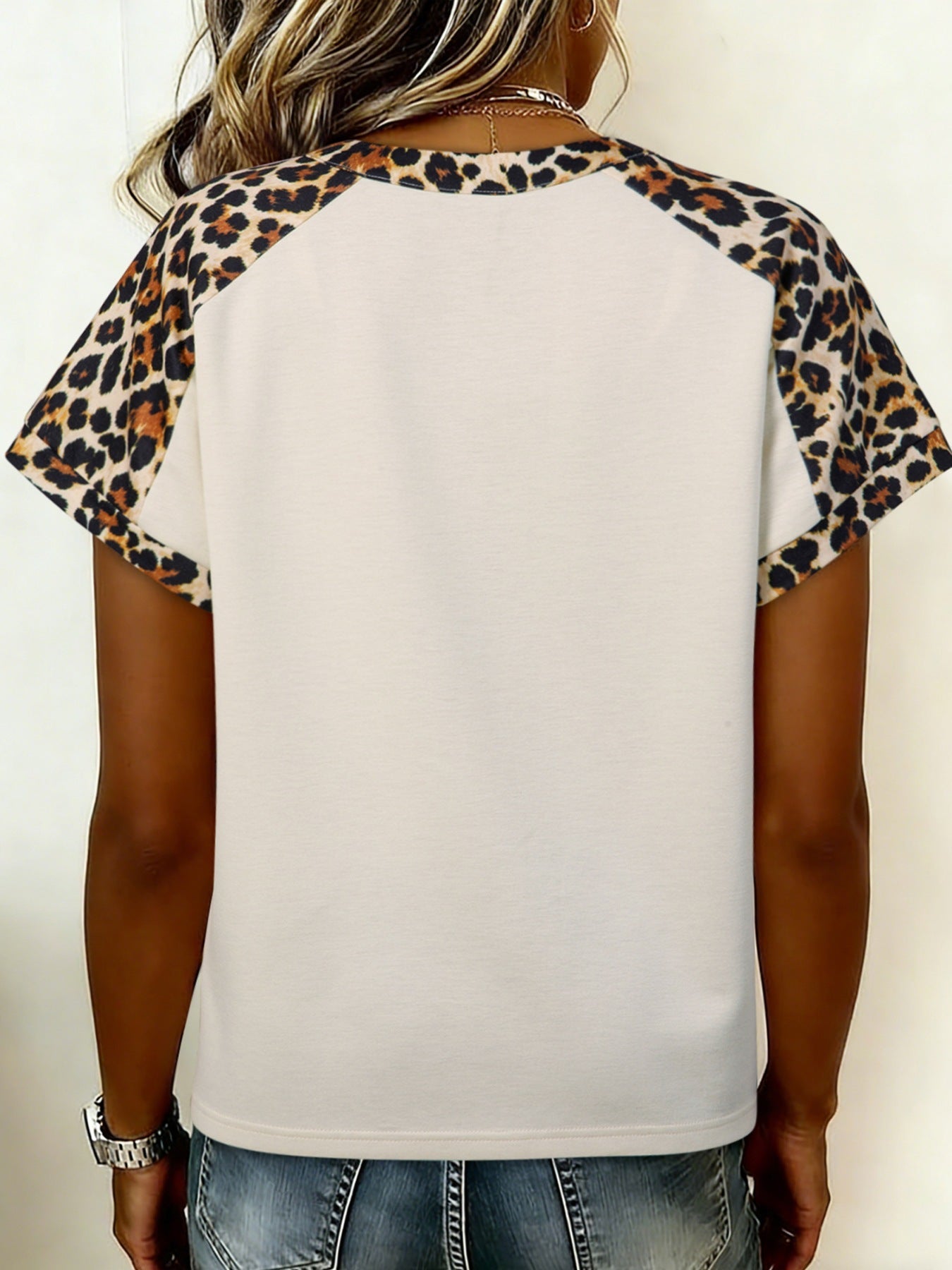 Leopard Print Raglan Sleeve Blouse - Rochelle's House LLC