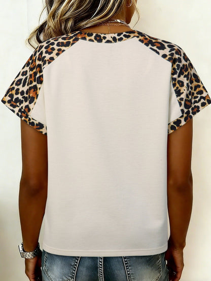 Leopard Print Raglan Sleeve Blouse - Rochelle's House LLC