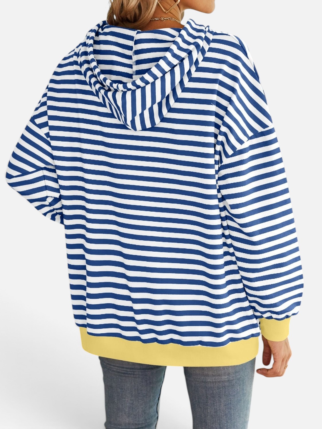 Lovelet Drawstring Striped Long Sleeve Hoodie - Rochelle's House LLC