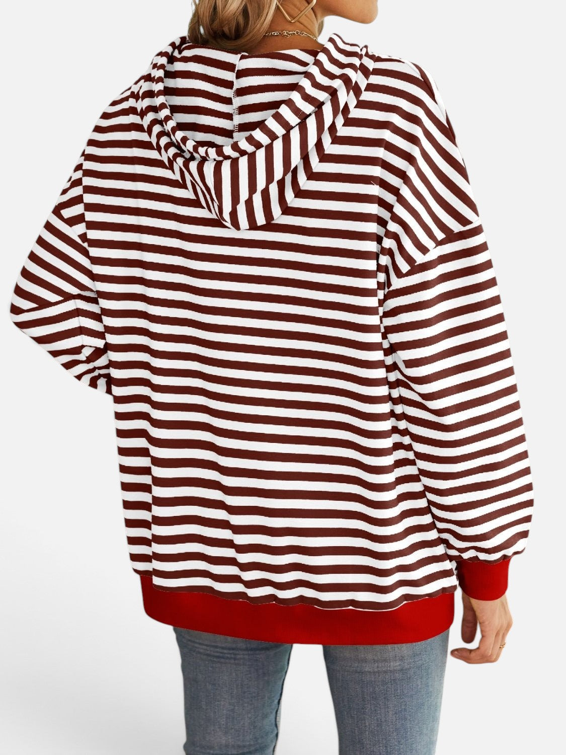 Lovelet Drawstring Striped Long Sleeve Hoodie - Rochelle's House LLC