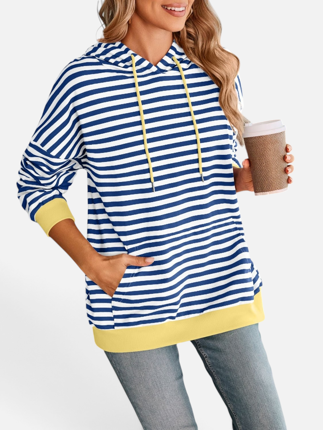 Lovelet Drawstring Striped Long Sleeve Hoodie - Rochelle's House LLC