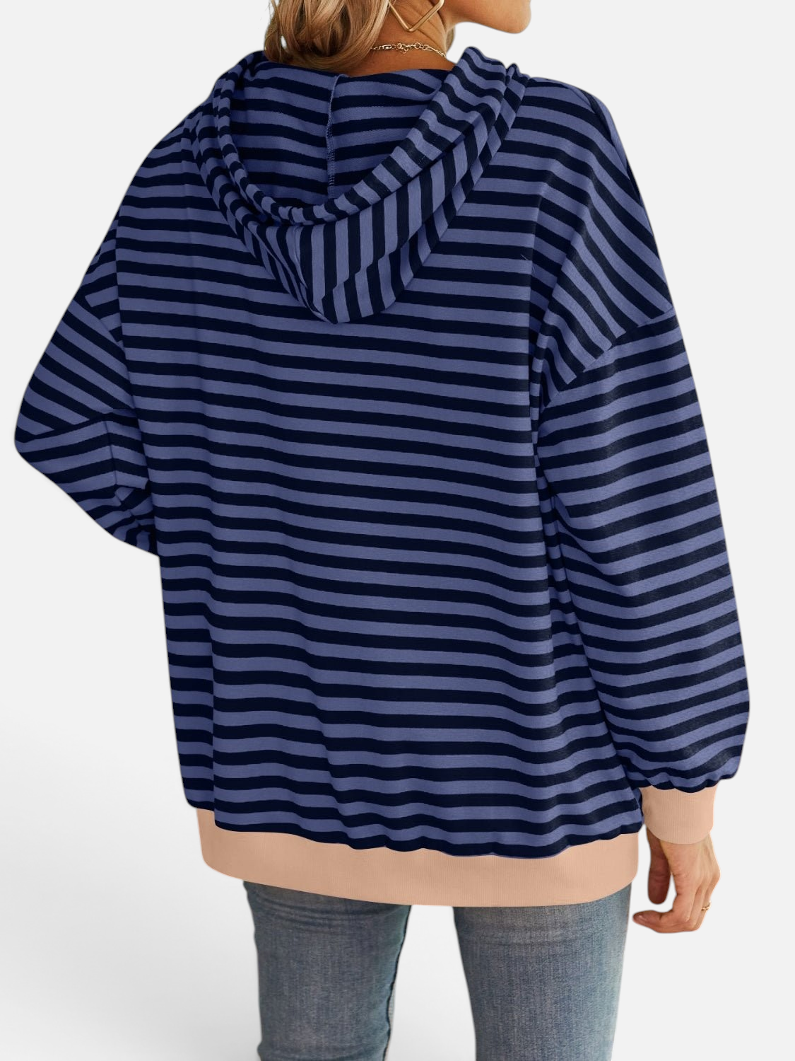 Lovelet Drawstring Striped Long Sleeve Hoodie - Rochelle's House LLC