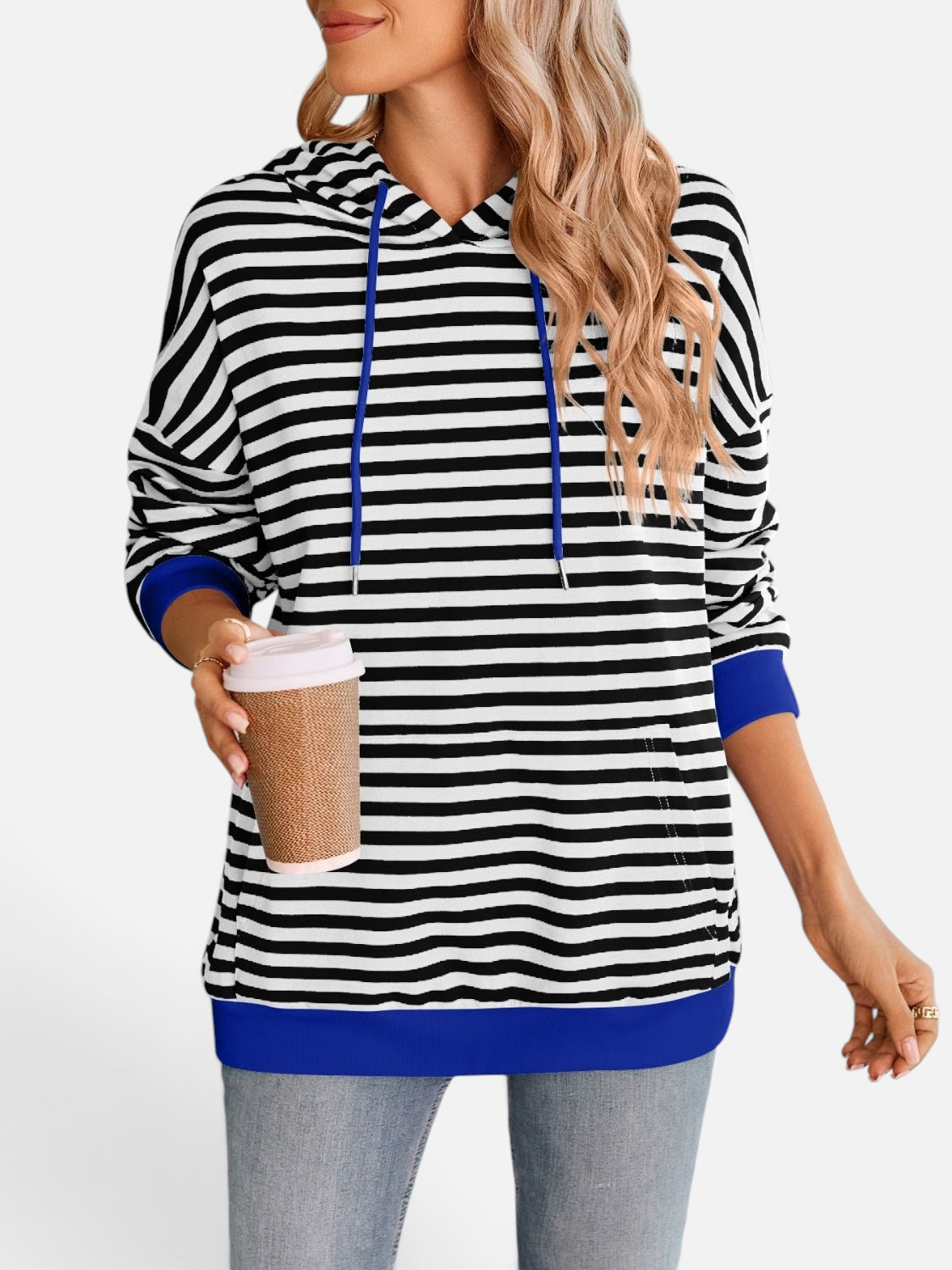 Lovelet Drawstring Striped Long Sleeve Hoodie - Rochelle's House LLC