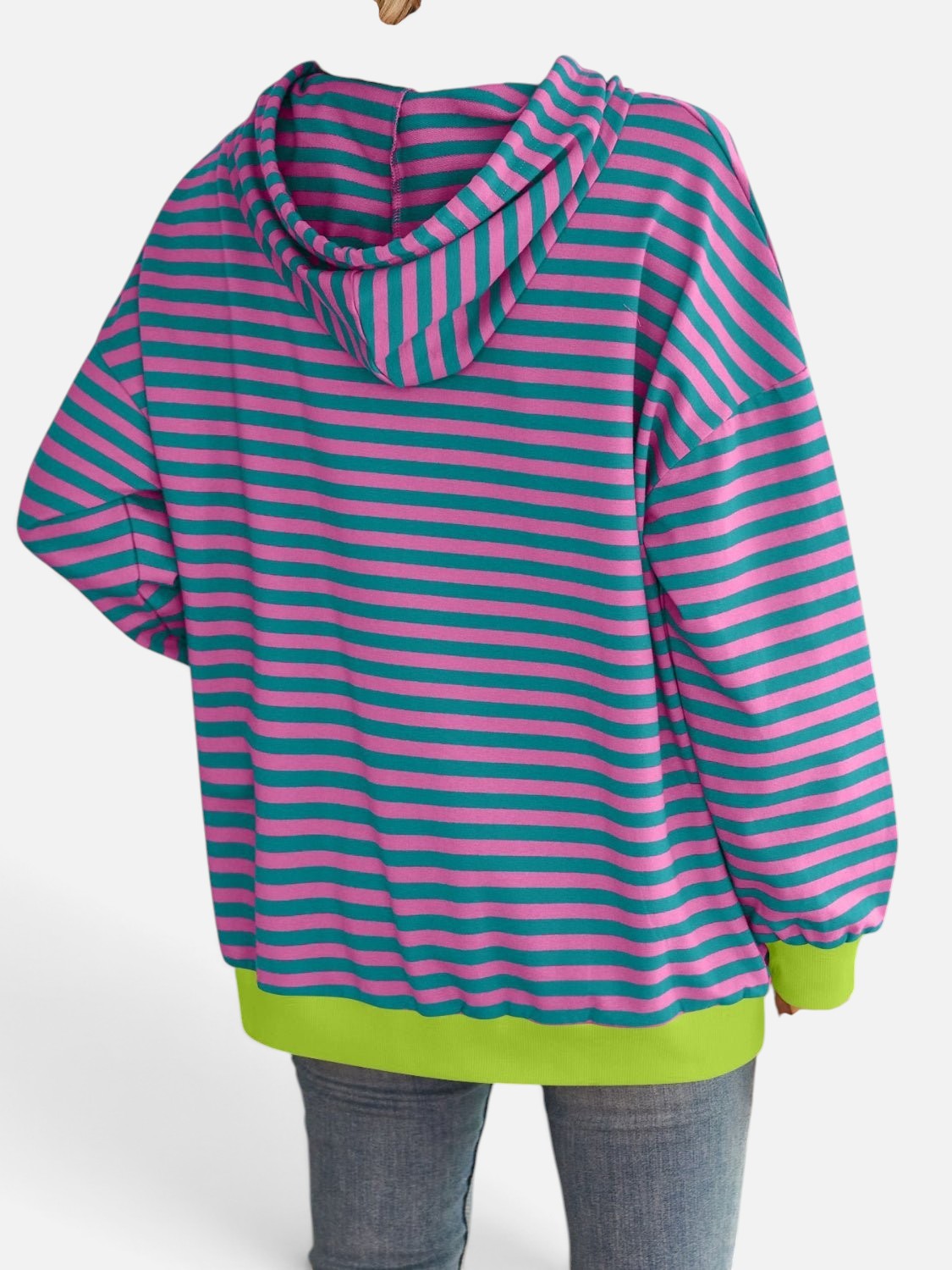 Lovelet Drawstring Striped Long Sleeve Hoodie - Rochelle's House LLC