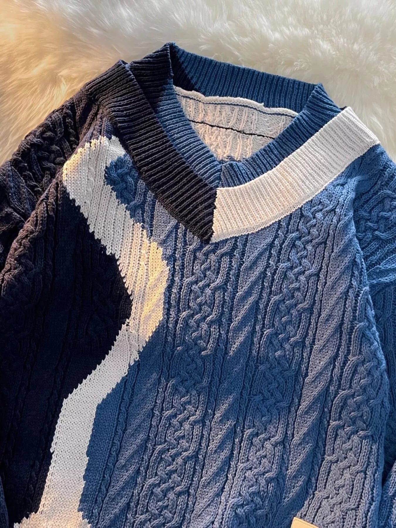 Men's Color Block V - Neck Knit Sweater - Rochelle's House LLC