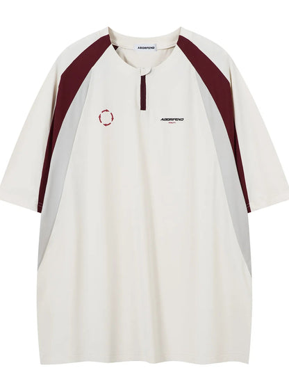 Front view of Men's Contrast Short Sleeve T-Shirt in Apricot showing neckline and sleeve details