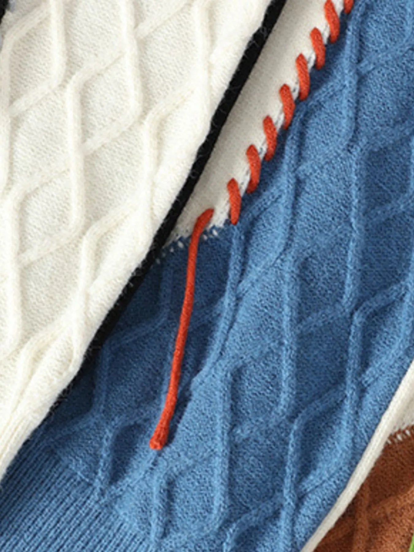 Men's Plus Size Color Block Cable Knit Sweater - Rochelle's House LLC