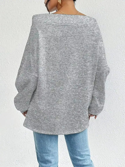 Off - Shoulder Drawstring Sweatshirt - Rochelle's House LLC
