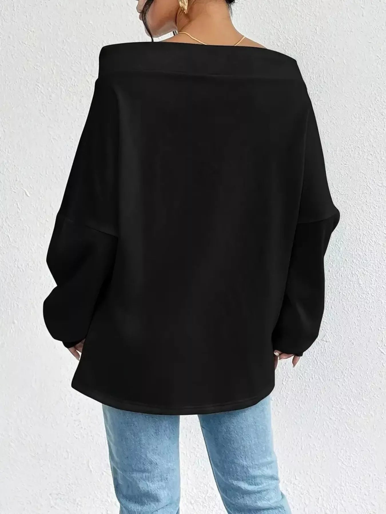 Off - Shoulder Drawstring Sweatshirt - Rochelle's House LLC