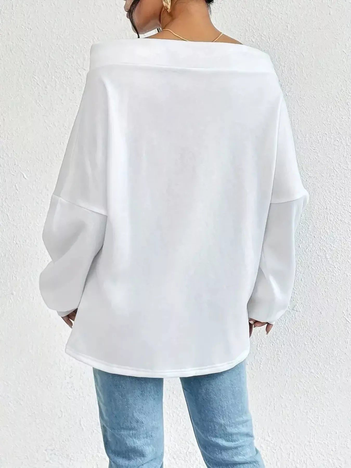 Off - Shoulder Drawstring Sweatshirt - Rochelle's House LLC