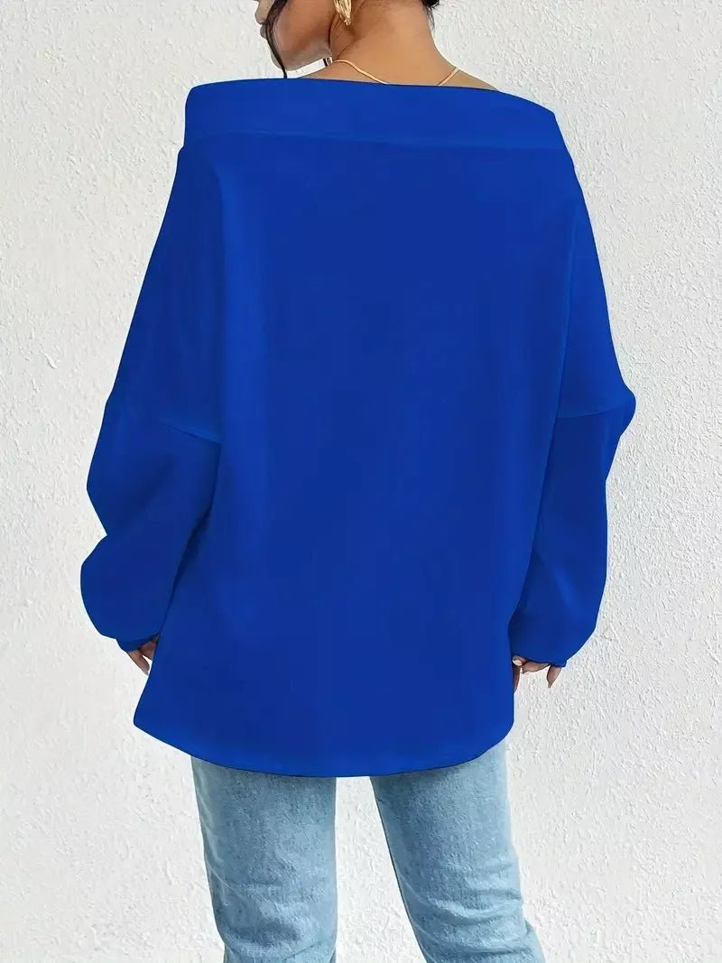 Off - Shoulder Drawstring Sweatshirt - Rochelle's House LLC