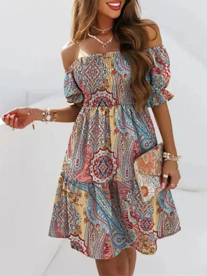 Off Shoulder Smocked Summer Dress - Rochelle's House LLC