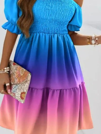 Off Shoulder Smocked Summer Dress - Rochelle's House LLC