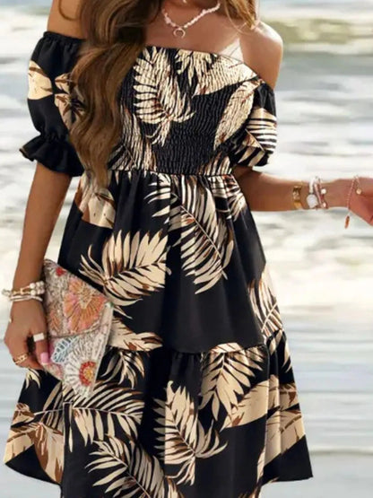 Off Shoulder Smocked Summer Dress - Rochelle's House LLC