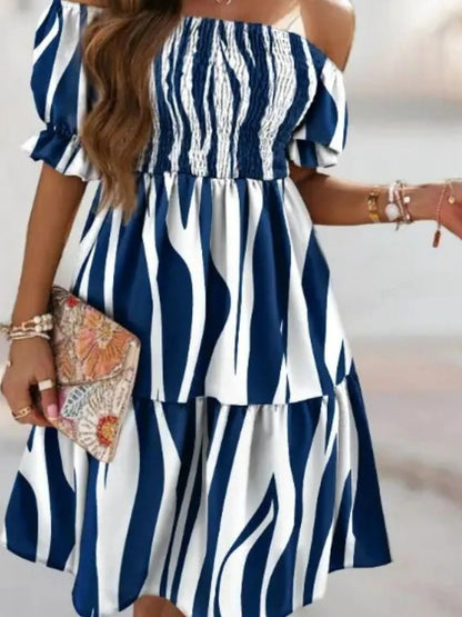 Off Shoulder Smocked Summer Dress - Rochelle's House LLC