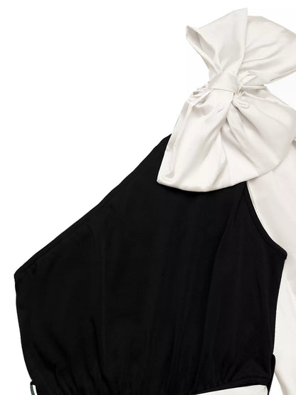 One - Shoulder Bowknot Wide Leg Jumpsuit - Rochelle's House LLC
