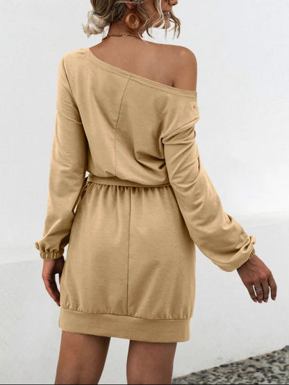 One Shoulder Tie Waist Dress - Rochelle's House LLC