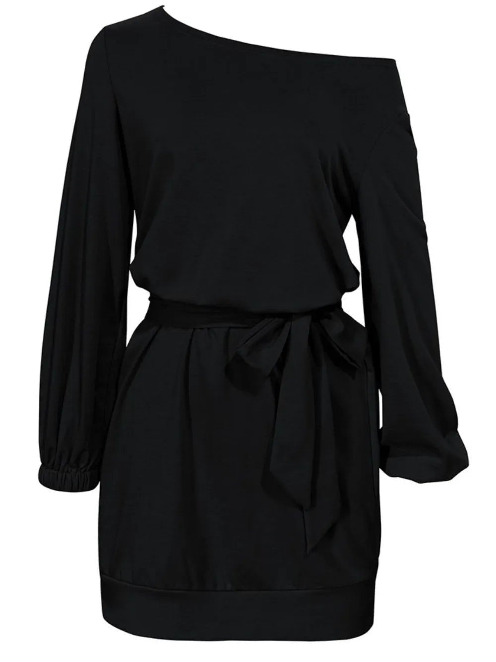 One Shoulder Tie Waist Dress - Rochelle's House LLC