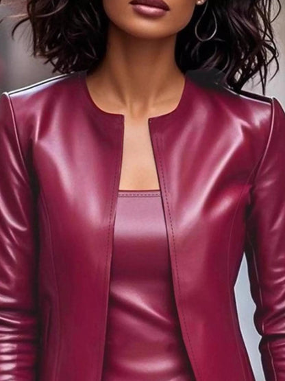 Open Front Leather Jacket & Dress Set - Rochelle's House LLC
