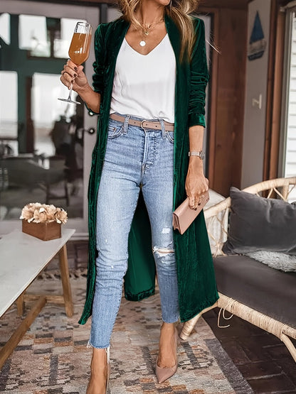 Open Front Long Sleeve Coat - Rochelle's House LLC